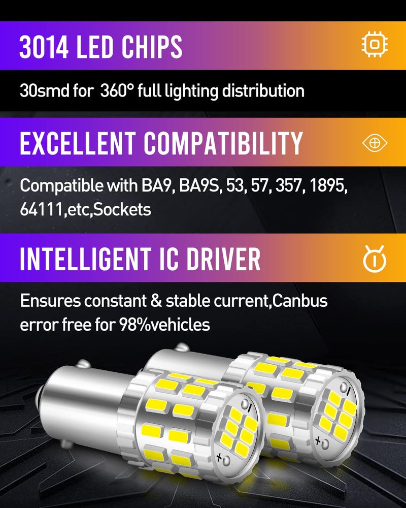 LUYED BA9S LED Bulb 1060 Lumens Xenon White Super Bright BA9 53 57 1895 64111 LED Light Bulb for Car Interior Dome Map License Plate Glove Box Light,Pack of 2 - Image 5